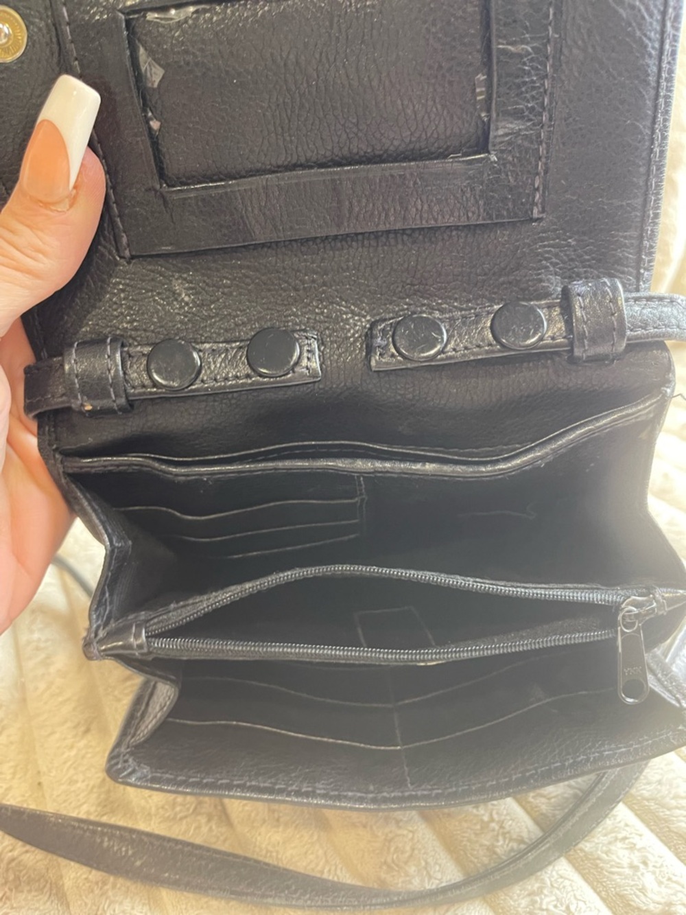 Tusk Black Leather Crossbody Bag Adjustable Strap Purse - Picture 10 of 10